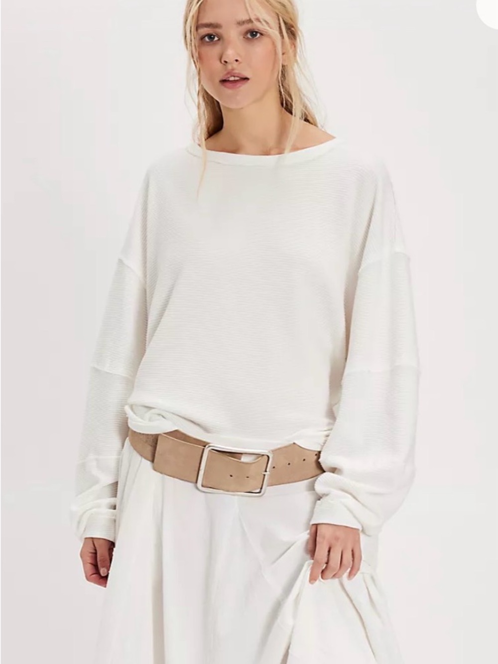 Free People We The Free Total Eclipse Tee Top Pullover Ivory - size L